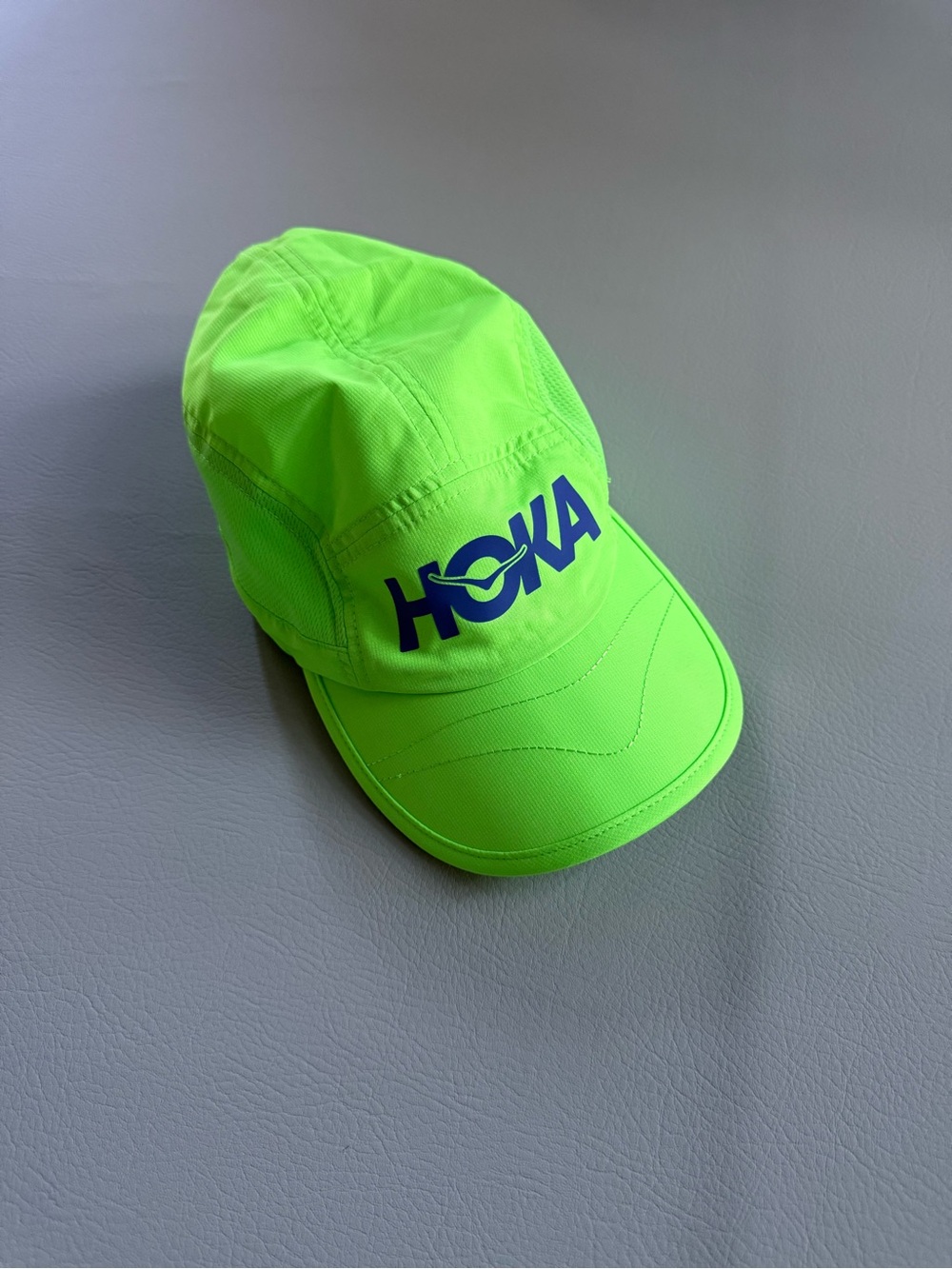 Hoka Run Neon Green Hat Running Baseball Cap - small fabric pull